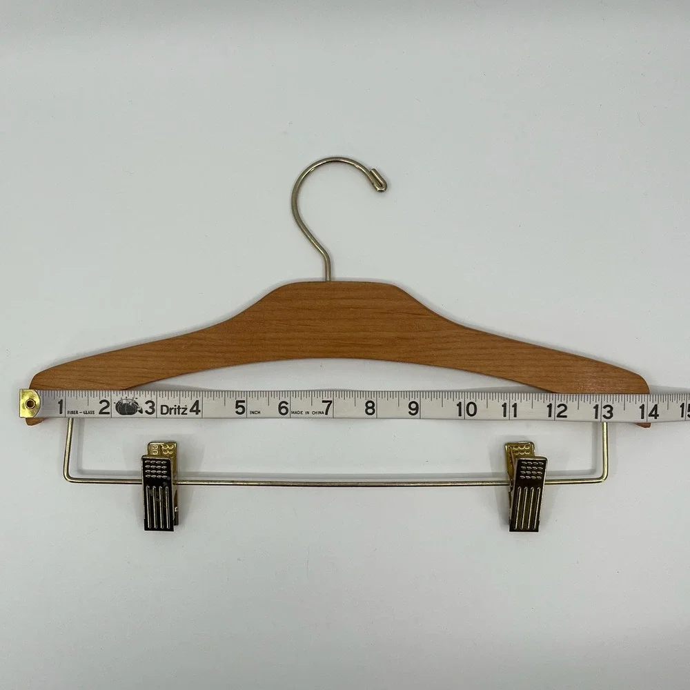 Vintage Lands End Wooden Skirt Pants Hanger Gold Swivel Hook Clip 14 Inch Wood